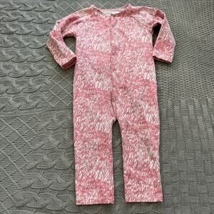 Noe + Zoe Berlin Pink & White Long Sleeved Snap Up Romper ~ 18/24M